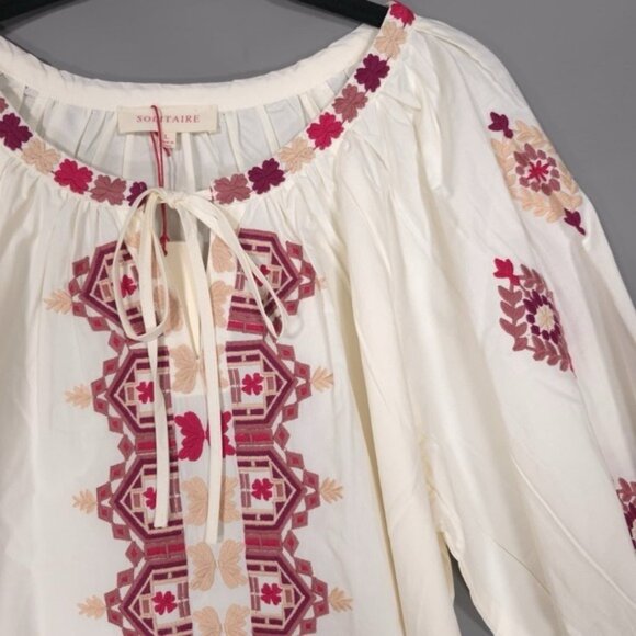 NWT Anthropologie SOLITAIRE LARGE Cream Embroidered Top Hand-Made by Artisans - Picture 7 of 11